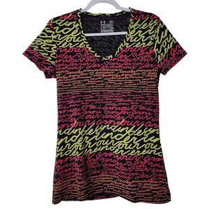 Under Armour Womens Charged Cotton V-Neck Short Sleeve T-Shirt Multicolor Size M